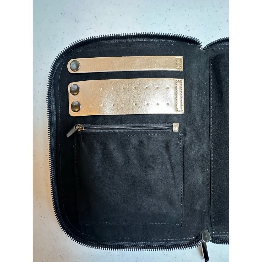 Halston Gold Travel Jewelry Organizer Case 9x6.5” Zip Around-Earrings Necklaces - Picture 6 of 10